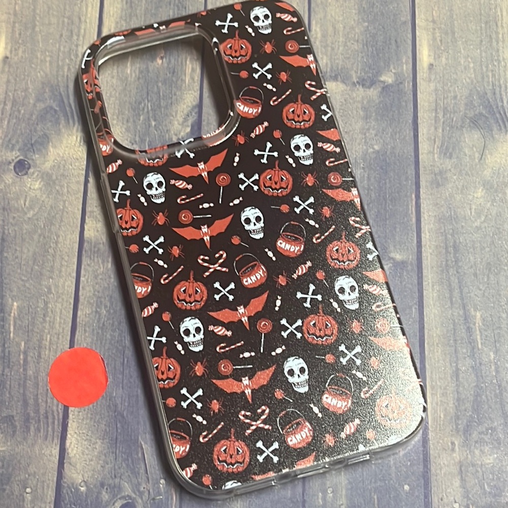 5for$10 iPhone 14 Pro phone case Halloween, Candy, Skulls, Bats Silicone